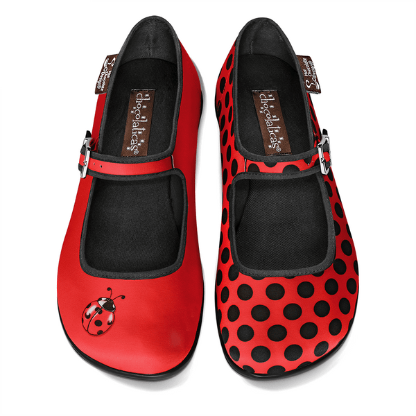 Chocolaticas® Ladybug Women's Mary Jane Flat Shoes – Hot Chocolate Design